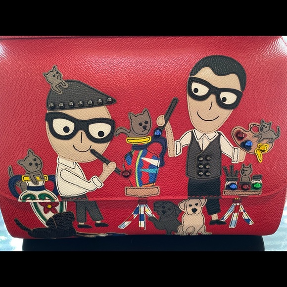 NWT Dolce and Gabbana Family red handmade Italian leather satchel handbag - Picture 5 of 17